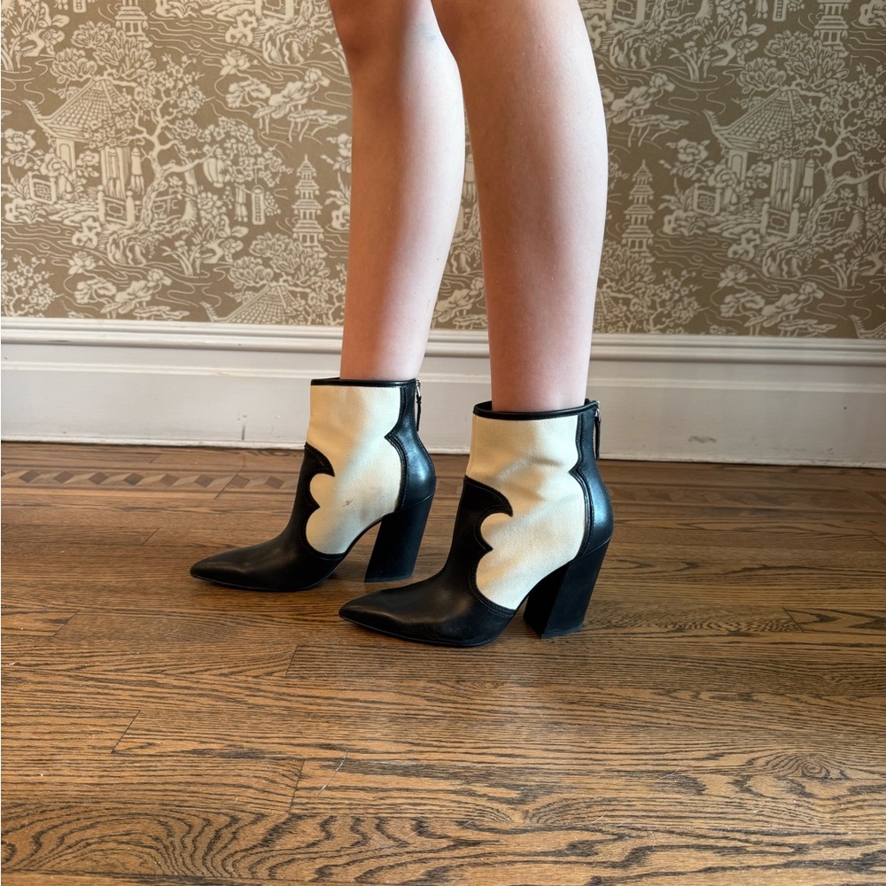 Stylish Black and Cream Ankle Boots